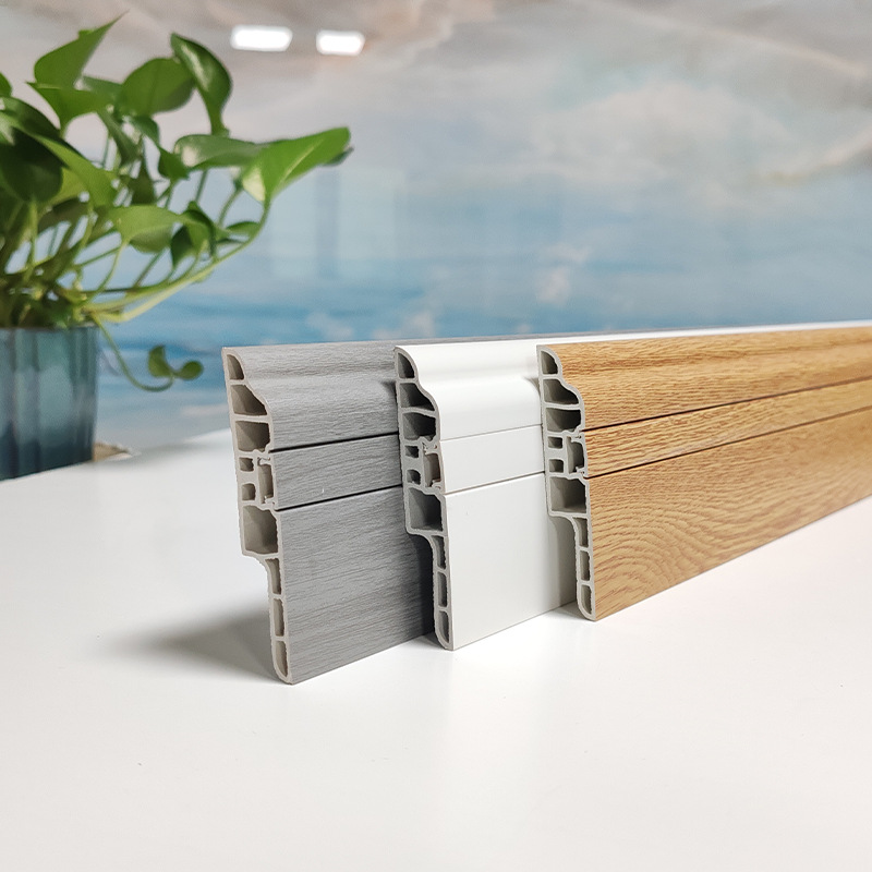 Spot Wholesale 8cm Baseboard Hotel Apartment Wooden Floor Edge Strip Bamboo Fiber Moisture-Proof Pvc Baseboard