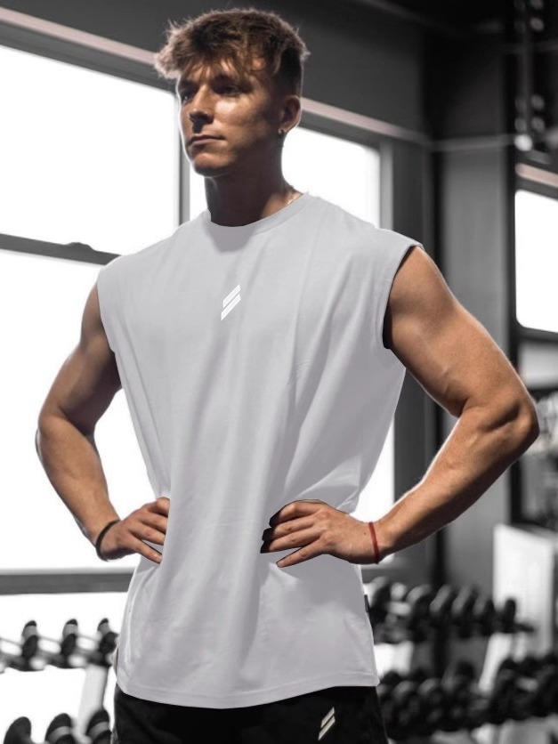 Summer Fitness Sports Mesh Vest Leisure Running Training Loose European and American plus size Breathable Quick-drying Round Neck Sweatshirt