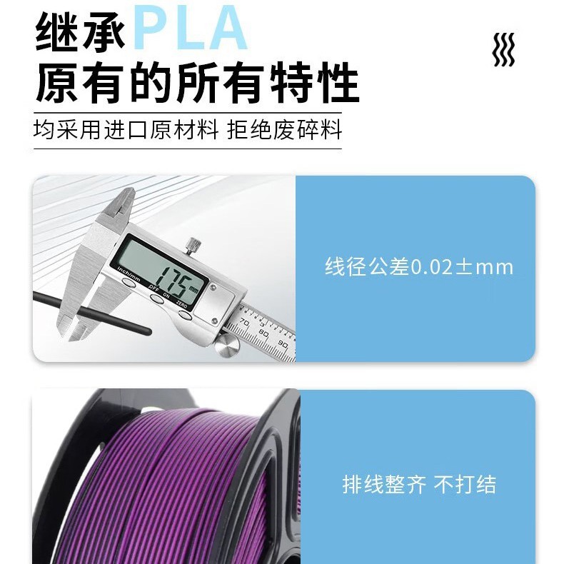 Silk Two-Color 3D Printing Filament Pla Filament Polylactic Acid Resin Biodegradable Environmentally Friendly Glossy New Material