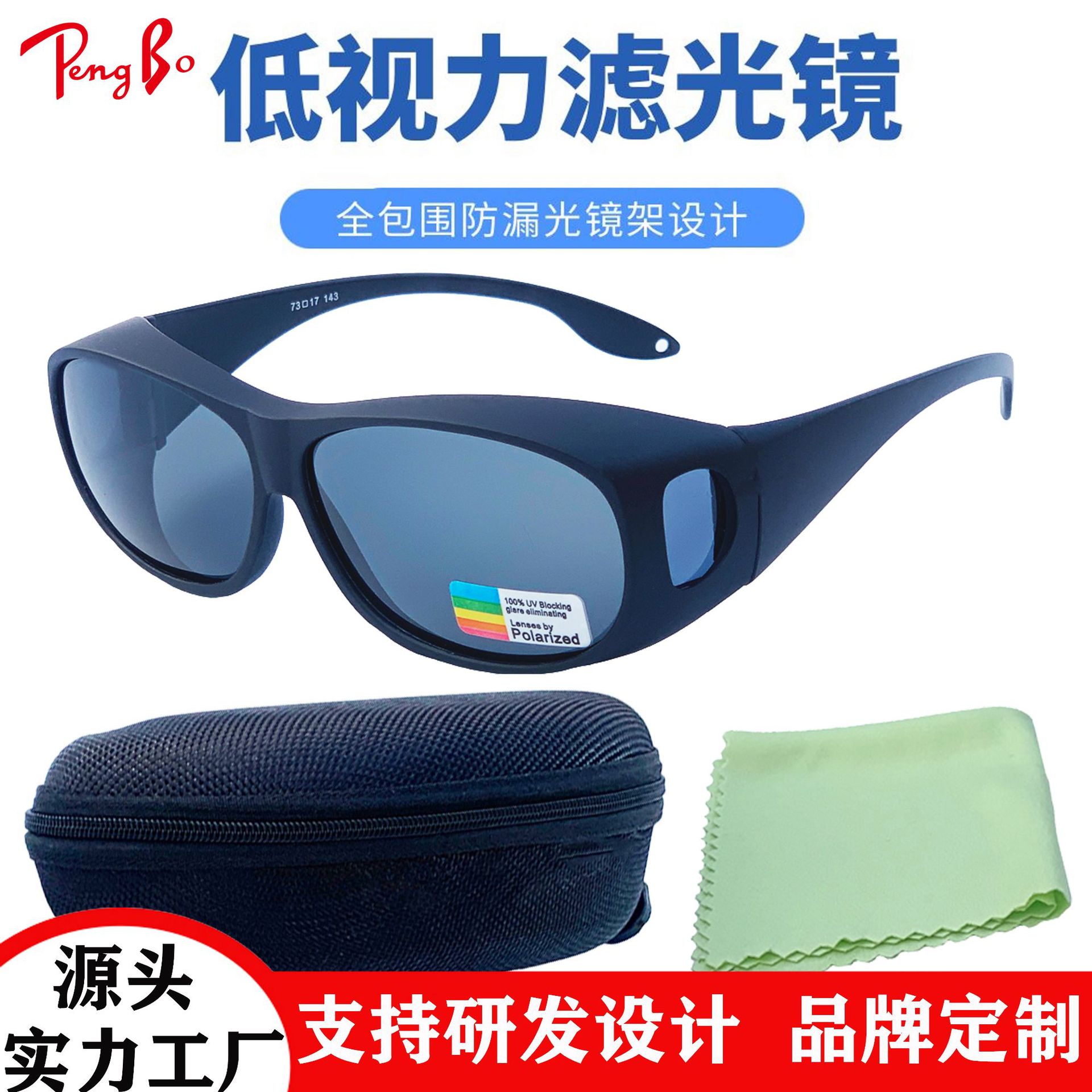 Фильтр для низкого зрения, амблиопия, слепота, полностью окруженные, противобоковые утечки, противосиний свет, поляризованные очки
