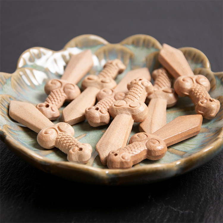 Qiao Linglong Peach Wood Pattern Sword Peach Wood Carving Pendant Accessories Wooden Pattern Sword diy Accessories Peach Wood Pattern Sword