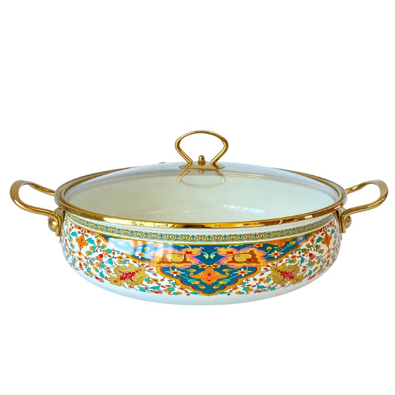 Old-Fashioned Enamel Stew Pot, Hot Pot, Universal for Gas and Induction Cookers, Multifunctional Seafood Pot, Enamel Soup Pot, Stew Pot