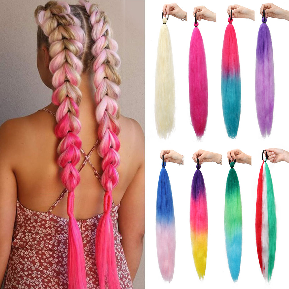 Парик хвостик рождественского цвета боксерская коса для детей эластичная резинка резинка боксерская коса парик хвостик