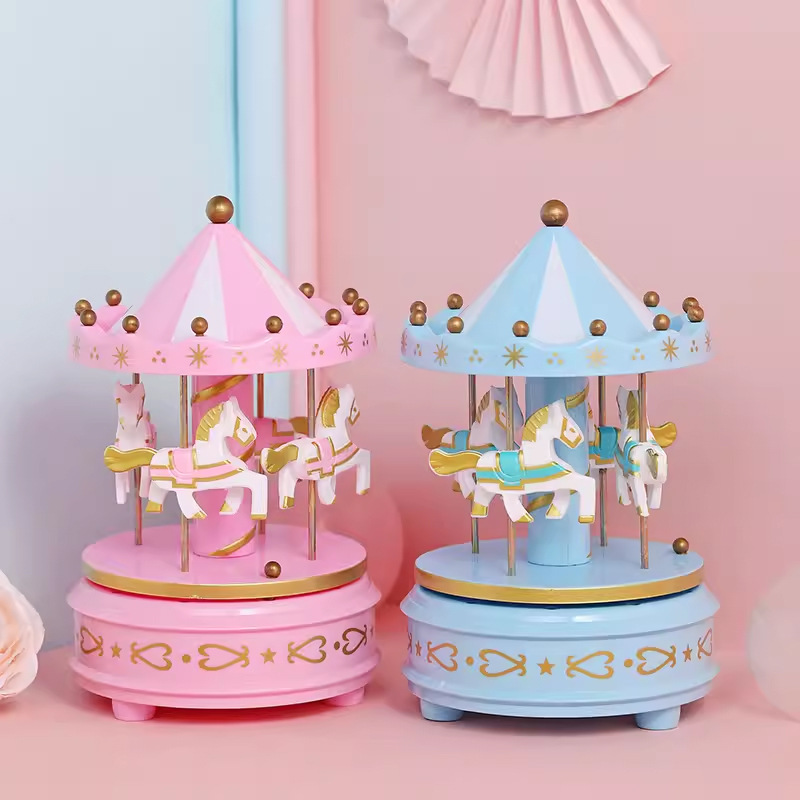 Cake Decoration Carousel Christmas Music Box Music Box Creative Baking Ornaments for Girls Birthday Gifts