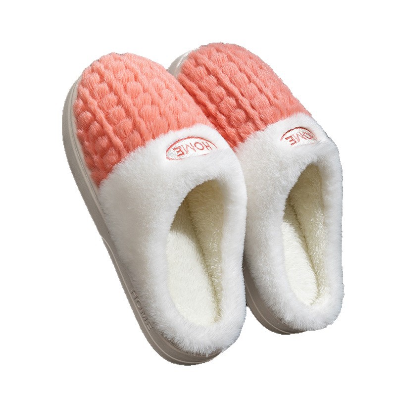 Winter wear non-slip fluffy slippers women step on the excrement feeling cotton slippers thick warm indoor household women's cotton slippers wholesale