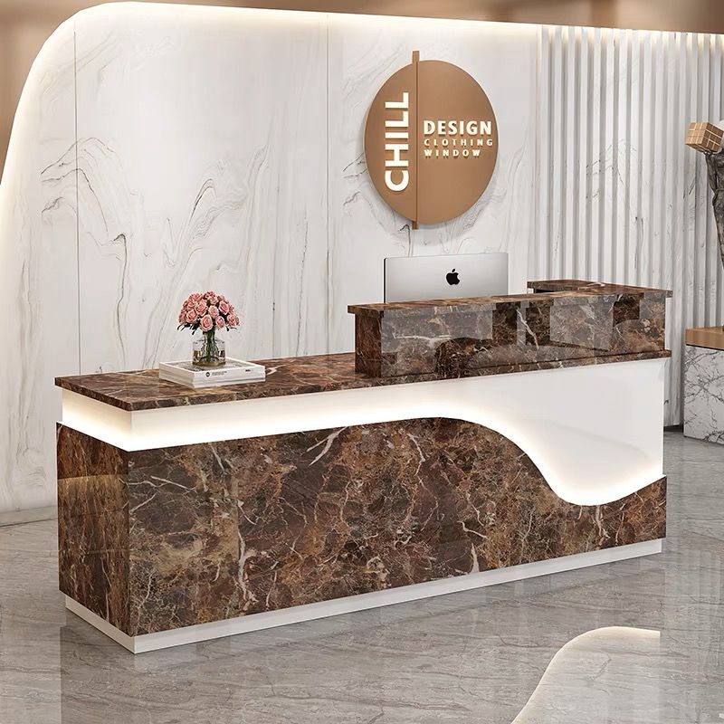 Simple Modern Company Front Desk Beauty Salon Reception Desk Clothing Store Cashier Corner Bar Luminous Light Belt Counter