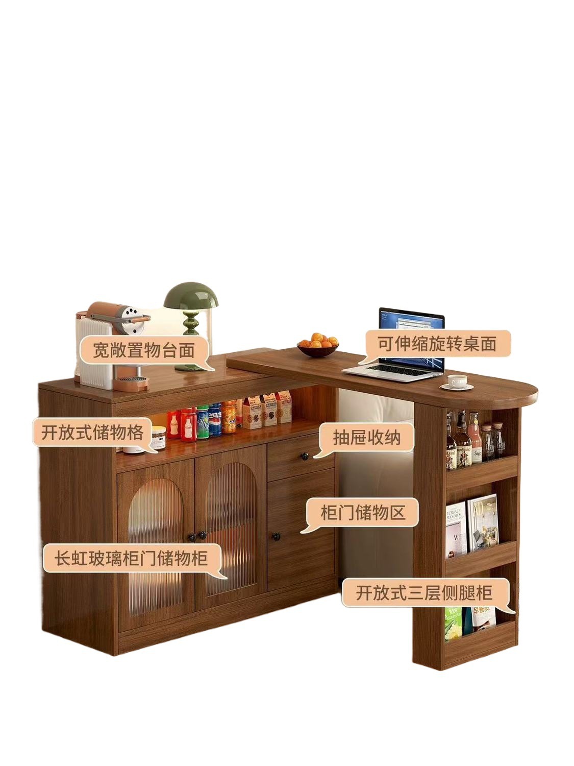 Retractable Bar Table Island Sideboard Integrated Home Living Room Partition Small Apartment Balcony Wall Sofa Side Cabinet
