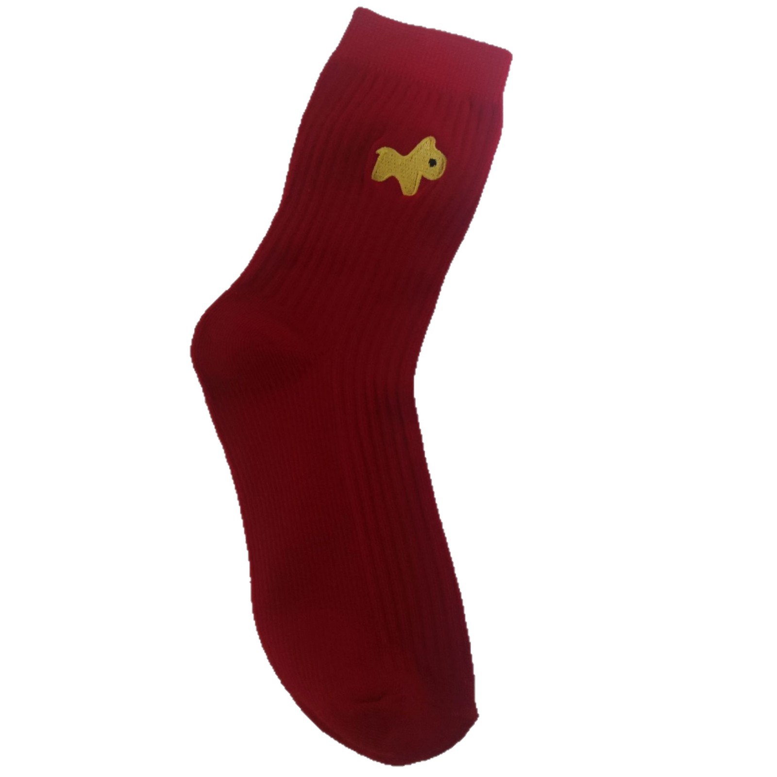 Zodiac Year of the Horse Dark Red Socks Women's Autumn and Winter Double Needle Embroider Wedding New Year 2026 Horse Year Mid-Calf Socks