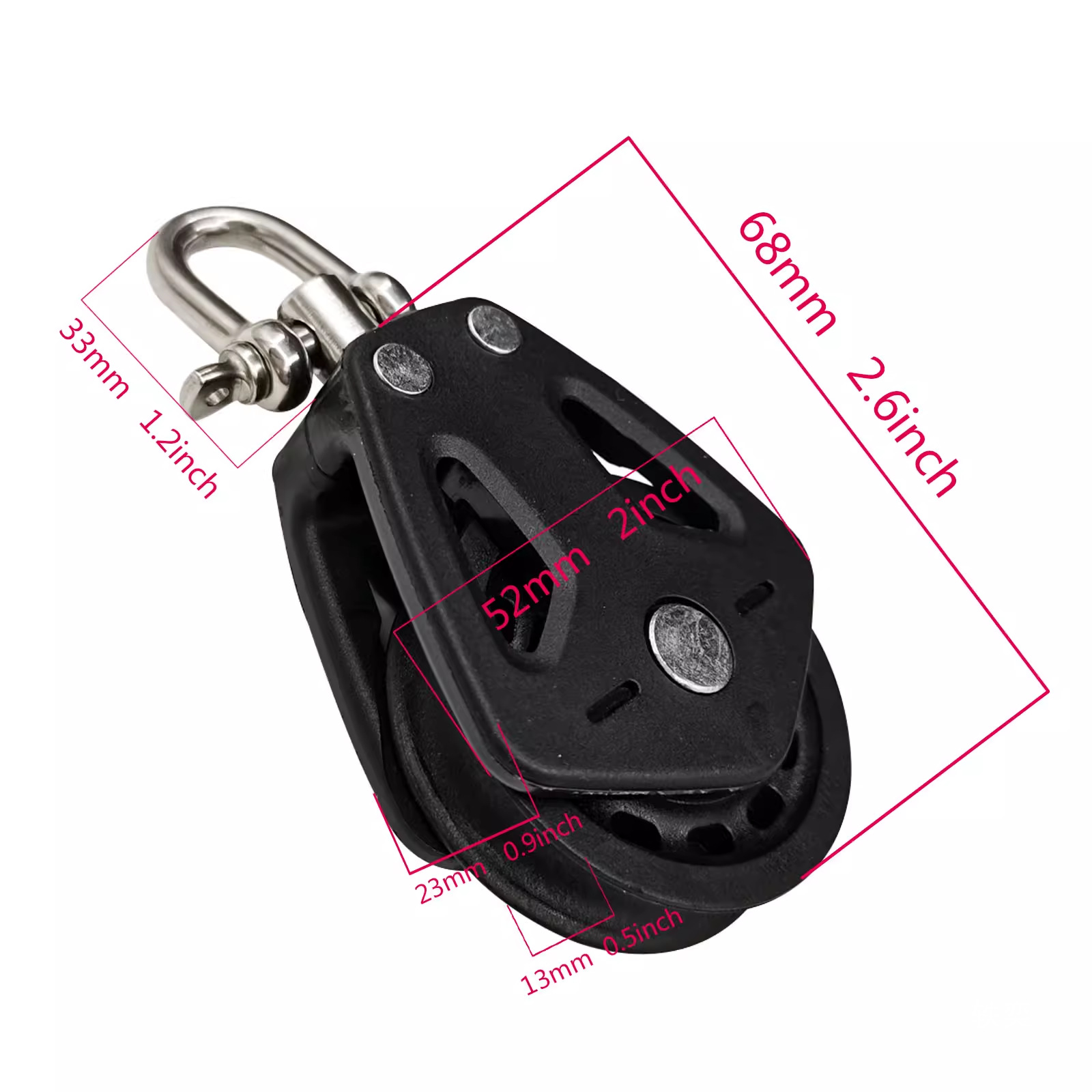 Black Nylon Sailboat Pulley Lifting Pulley Cable Guide Boat Sailboat Lifting Wheel Yoga Pilates Traction Wheel