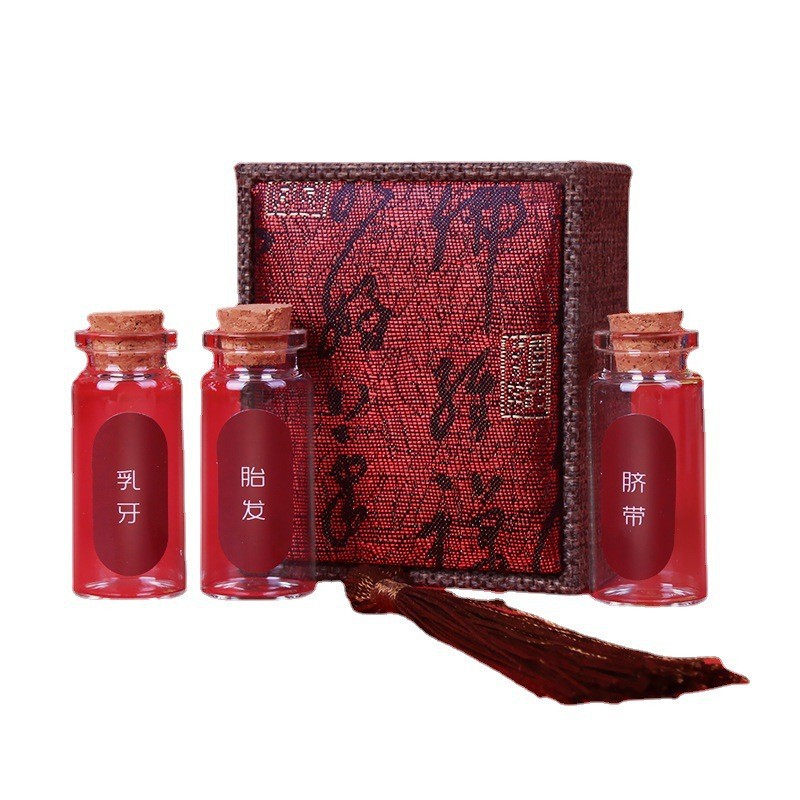 Umbilical cord collection box breast teeth fetal hair souvenir making Tiger Rabbit Baby fetal hair glass bottle navel storage box