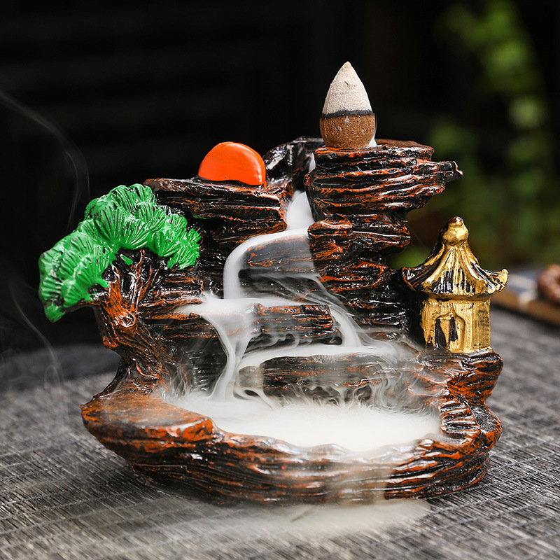 Cross-border backflow incense burner wholesale resin Zen landscape backflow incense viewing distant mountain office home incense burner