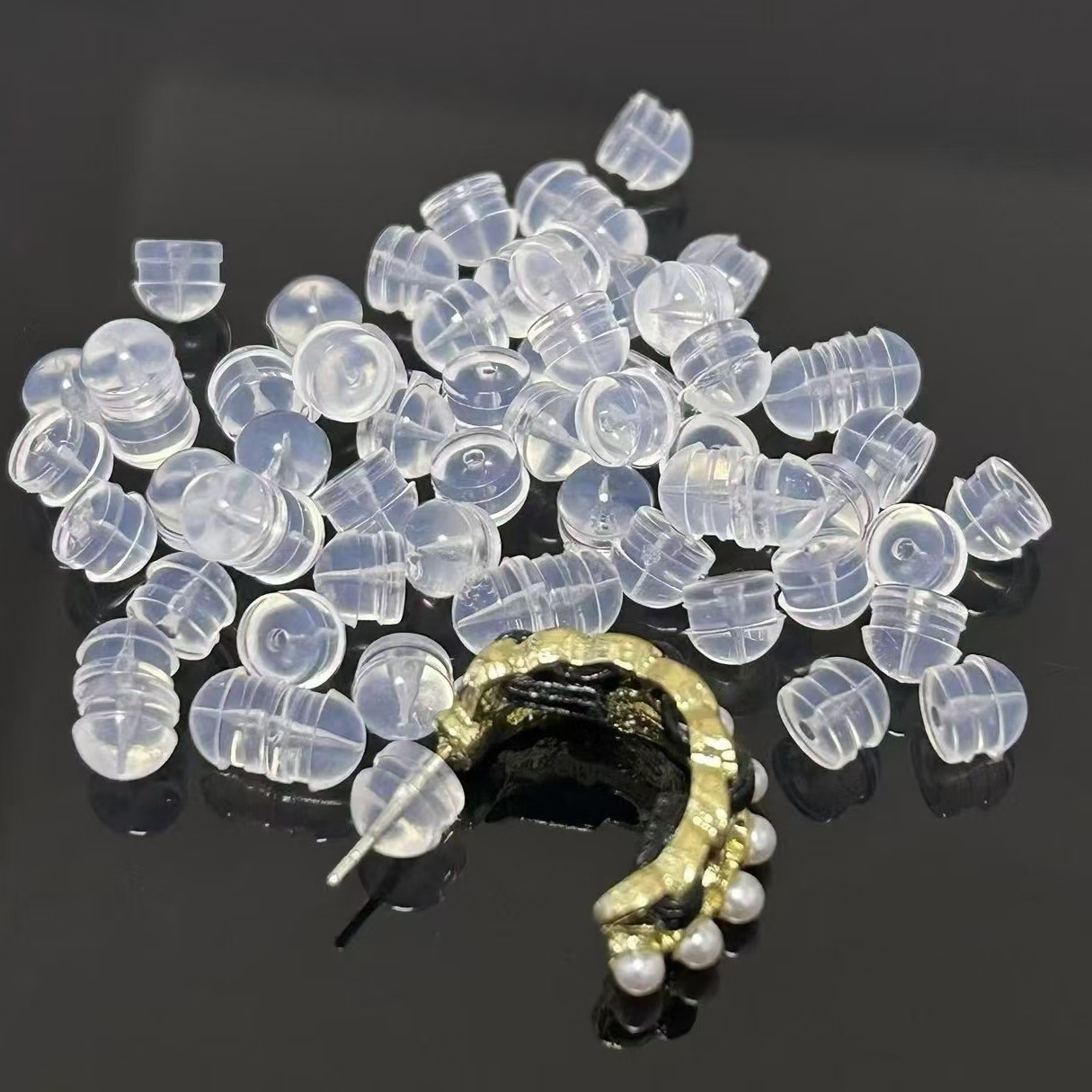 Transparent Silicone Burger Ear Plugs DIY Earring Accessories Are Firm and Not Prone to Yellowing, Food-Grade Silicone Ear Stud Plugs