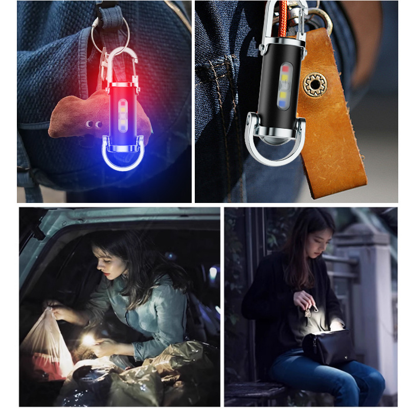 Multifunctional mini keychain lamp outdoor carry-on hook lighting light poly flood emergency lighting flashlight