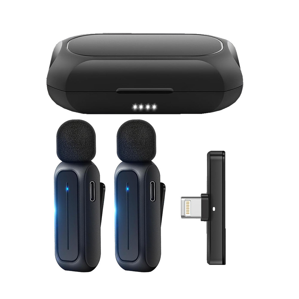 Popular Clip-On Wireless Microphone K1K8K9, One-To-Two Noise Reduction Mobile Phone Live Broadcast Microphone, Full Set for Live Streaming