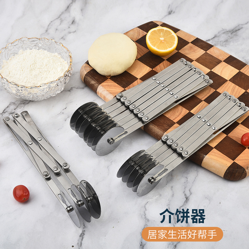 in stock Stainless Steel Pizza Knife Multi-wheel Cutting Knife Multi-function Tattoo Knife Retractable Roller Pizza Knife Osco