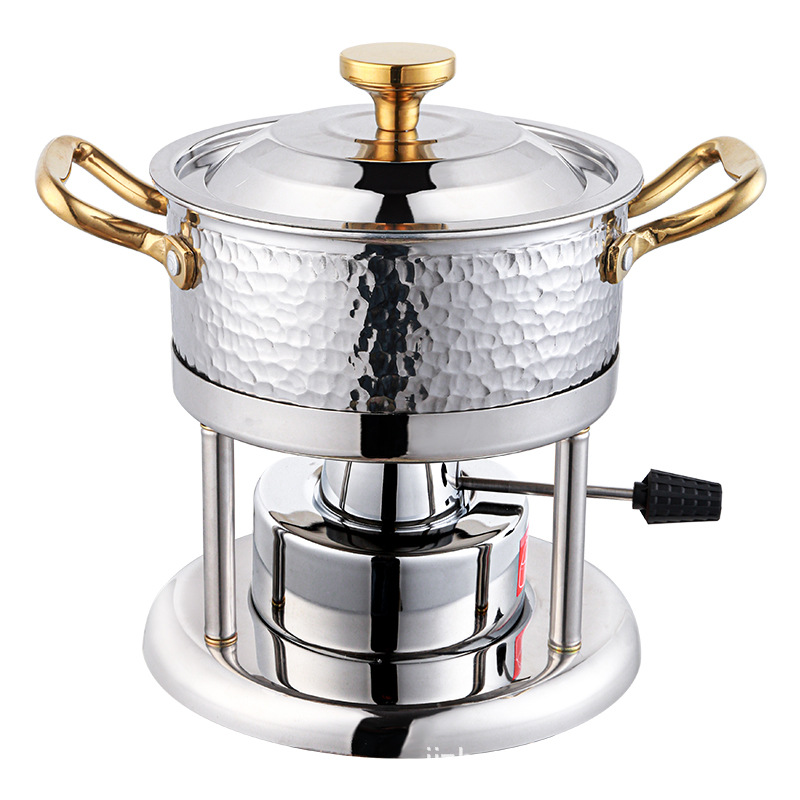304 stainless steel small hot pot one person one pot alcohol stove solid fire boiler buffet restaurant shabu commercial outdoor