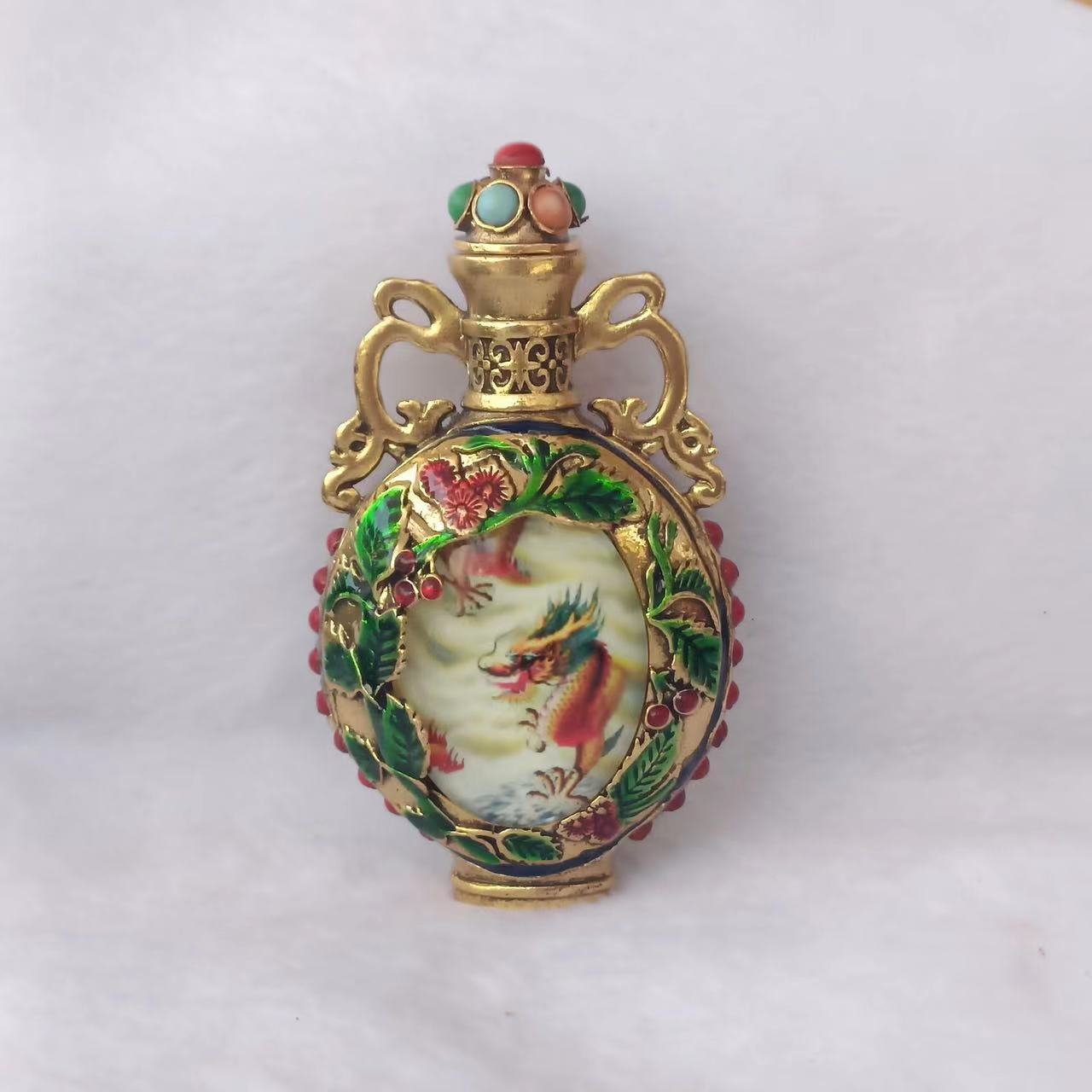 Антикварная бутылка для нюхательного табака с жемчугом, подвеска, старинные изделия ручной работы