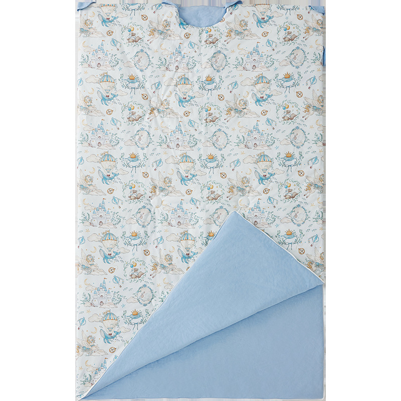 Wilberu Kidsren's Anti-Kick Quilt 25 Years New Spring & Fall Anti-Cold Quilt Printed Knitted Silk Sleeping Bag Category a