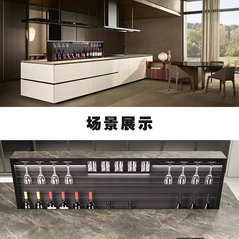 Smart Electric Lift-Out Basket for Kitchen Cabinets, Adjustable Spice Storage Rack, Hidden Storage Wine Cabinet