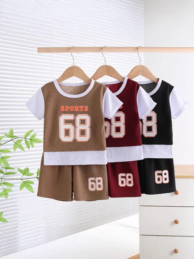 Boys' Summer Two-Piece Set 2026 New Children's Summer Sportswear Boys' Stylish Loose Suit Wholesale