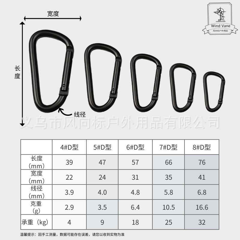 Electrophoresis All Black Track Square Aluminum Alloy Carabiner 4 5 6 7 No. 8 D-shaped Flattened Gourd-shaped Hook Buckle