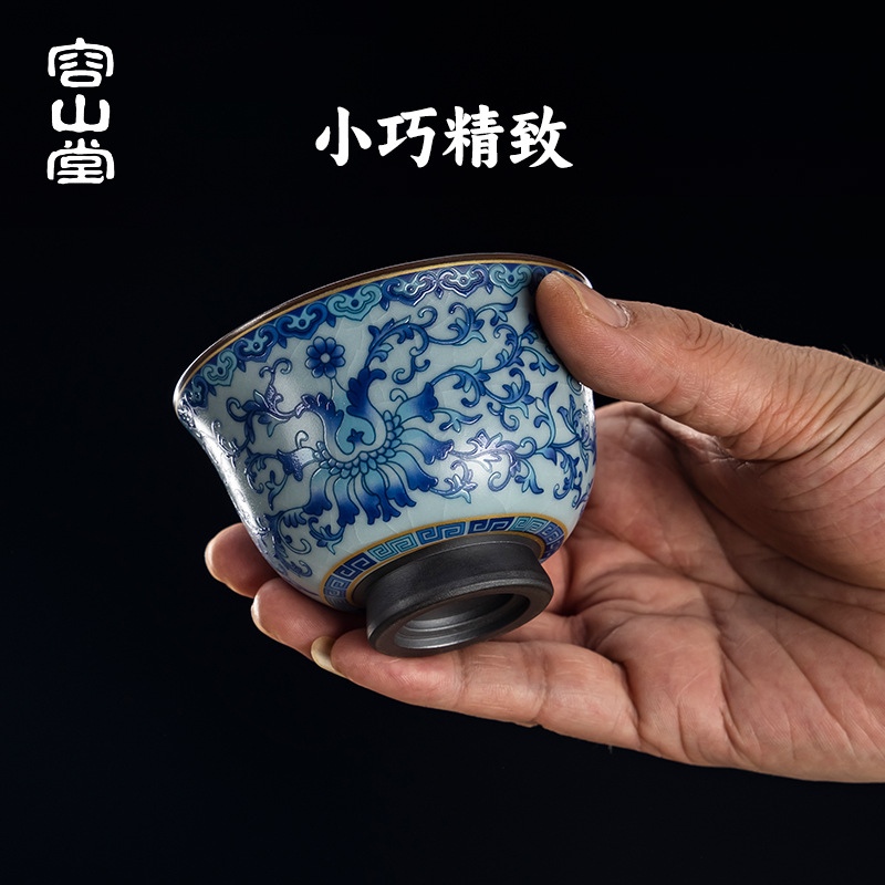 Rongshantang Four Seasons Iron Ru Kiln Tea Cup Ceramic Master Cup Single Cup Tea Cup Kung Fu Tea Cup Personal Use