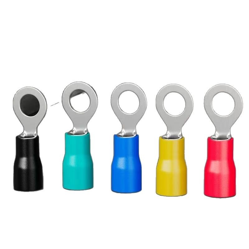 RV round pre-insulated terminal brass O-shaped terminal block cold pressed copper nose terminal wire nose brass tin plated