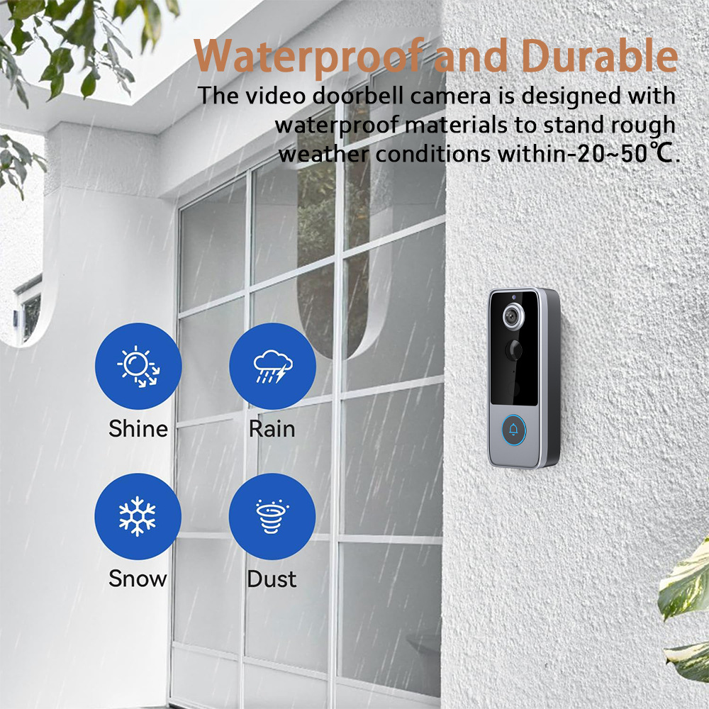 New HD Smart Video Doorbell WiFi Wireless Remote Monitoring Two-way Intercom tuya Full Color Night Vision Doorbell