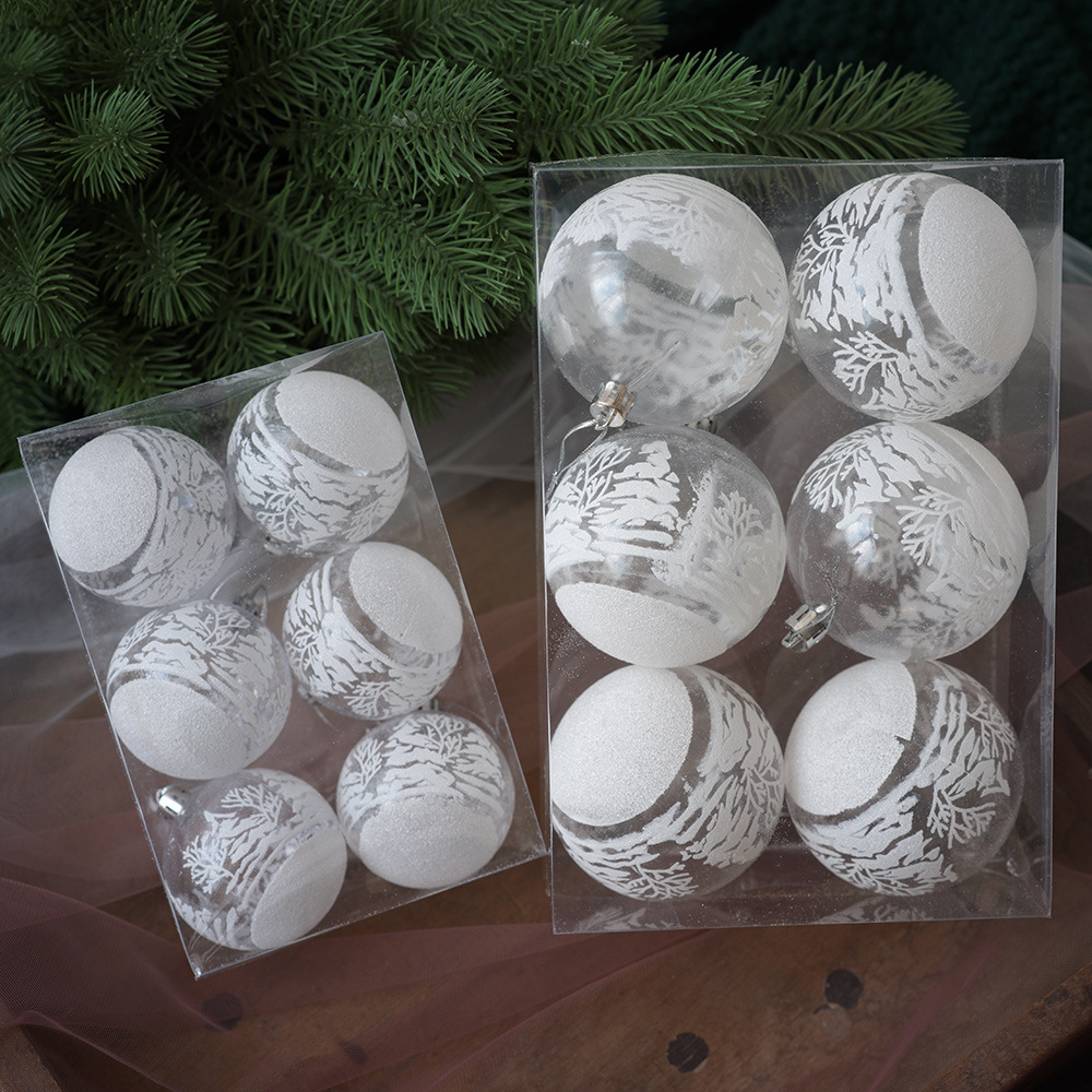 Spot Transparent Christmas Ball 6cm Boxed Painted Ball Hanging Decoration Christmas Decoration Hanging Ball Shopping Mall Decoration Christmas Ball