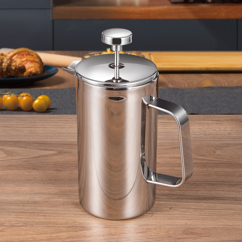 Factory Direct Supply for Cross-Border Foreign Trade 304 Stainless Steel French Press Pot, Coffee Milk Frother, Filter-Type Appliance, Large Capacity