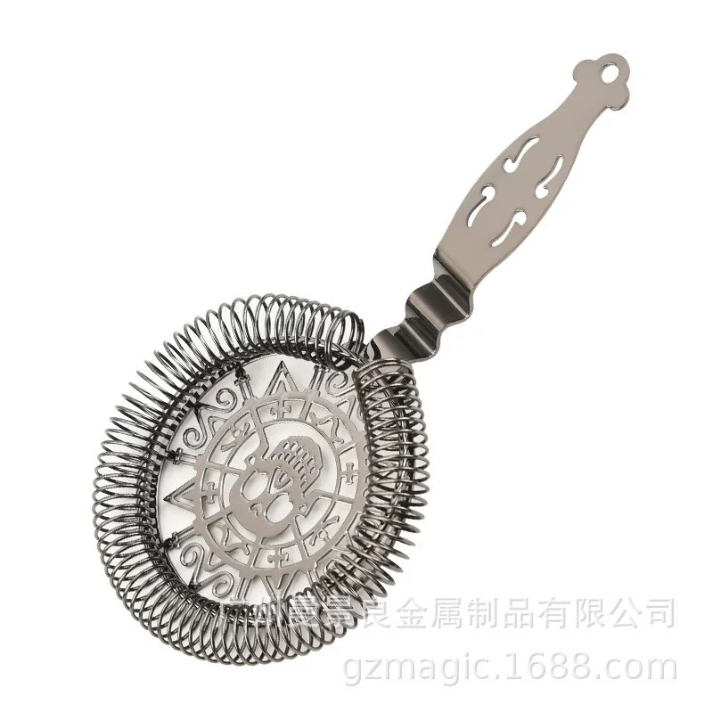 Stainless Steel 304 Skull Filter Bar Cocktail Ice Separator Filter Creative Cross-Border Sample