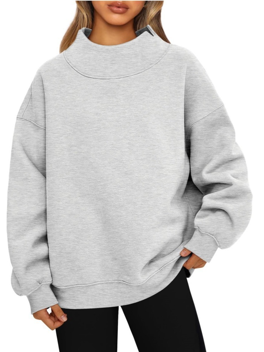 Amazon 2025 European and American Style Sweatshirt Long-Sleeved Turtleneck Pullover Sweatshirt Casual Sweatshirt Fleece-Lined Top for Women