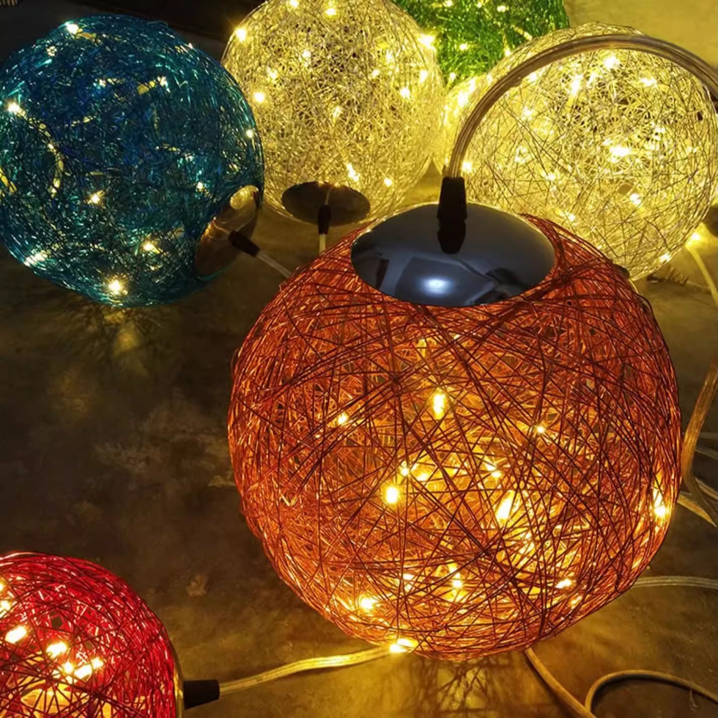 Rattan Ball Lamp Aluminum Wire Cultural Tourism Lamp Outdoor Waterproof Rattan Ball Lamp Cultural Tourism Landscape Hanging Tree Rattan Ball Lamp Bird's Nest Lamp