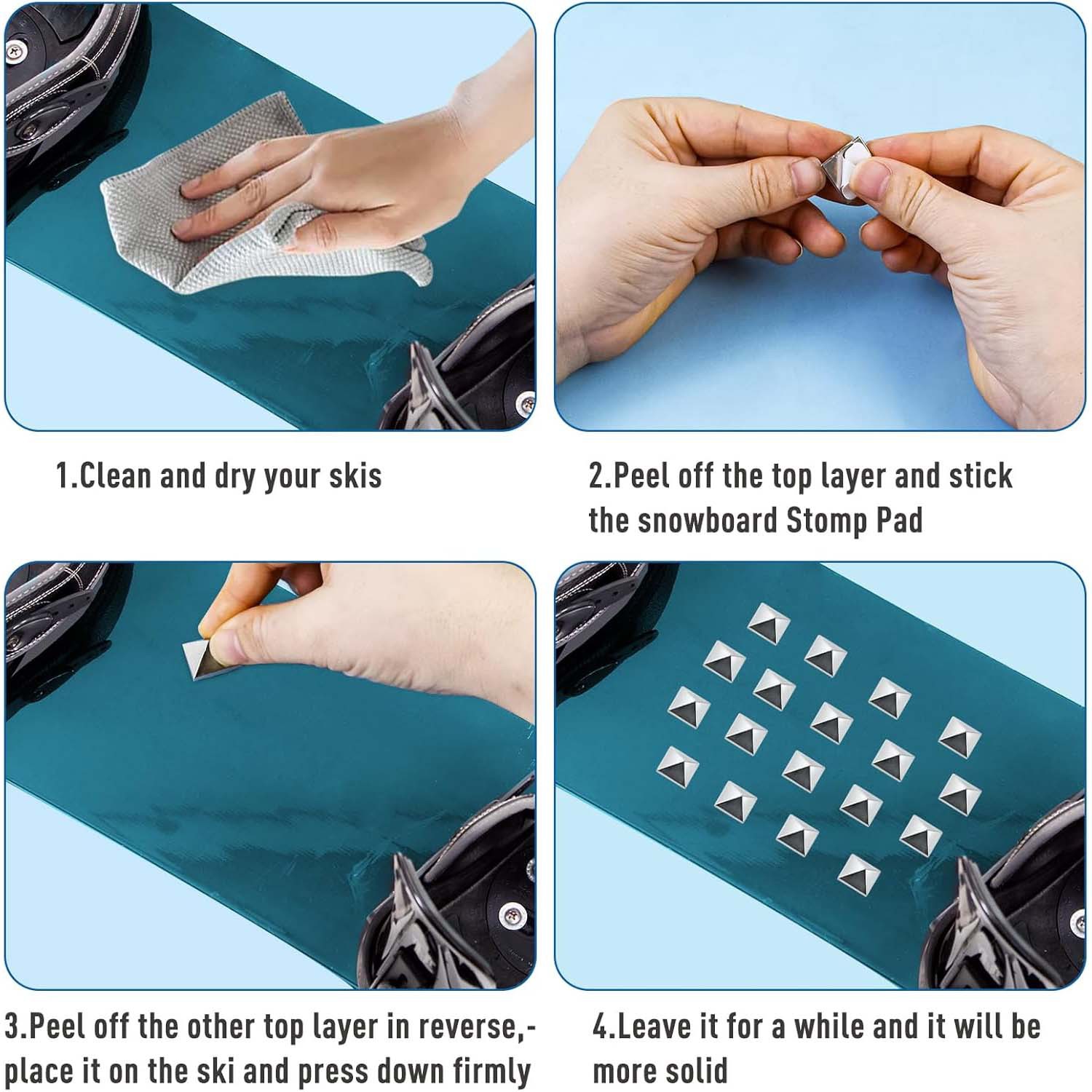 Snowboard Tread Pad Pentagram Spike Anti-Skid Pyramid Spike Provides Extra Grip Self-Adhesive Anti-Skid Spike