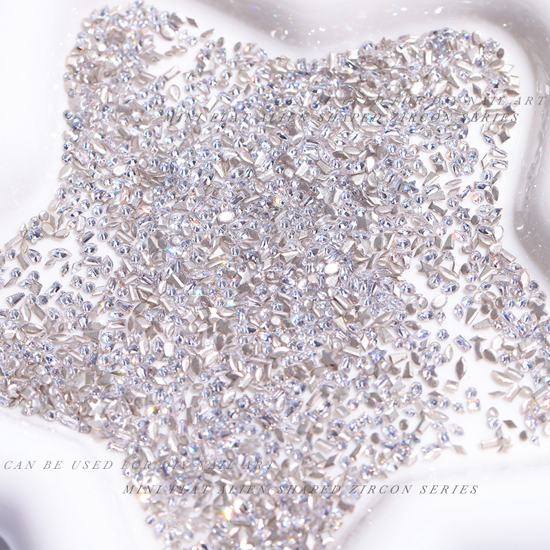 White Mini Inverted Edge Zircon Flats Bottom Diamond Nail Art Jewelry Transparent White Special-Shaped Marquise Diamond Flash Nail Art Diamond Jewelry