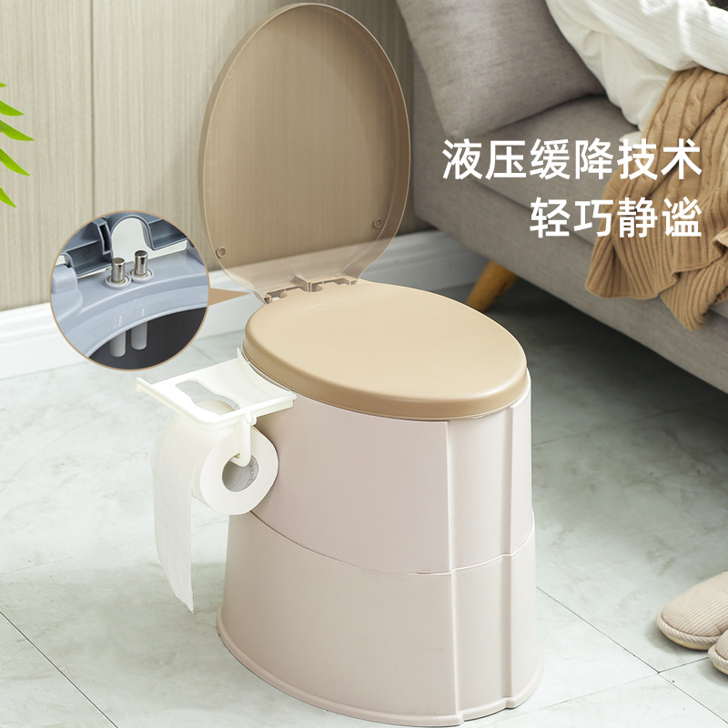 Mobile Toilet Seat for Adults, Simple and Portable Toilet Chair for the Elderly to Get up at Night with Cover