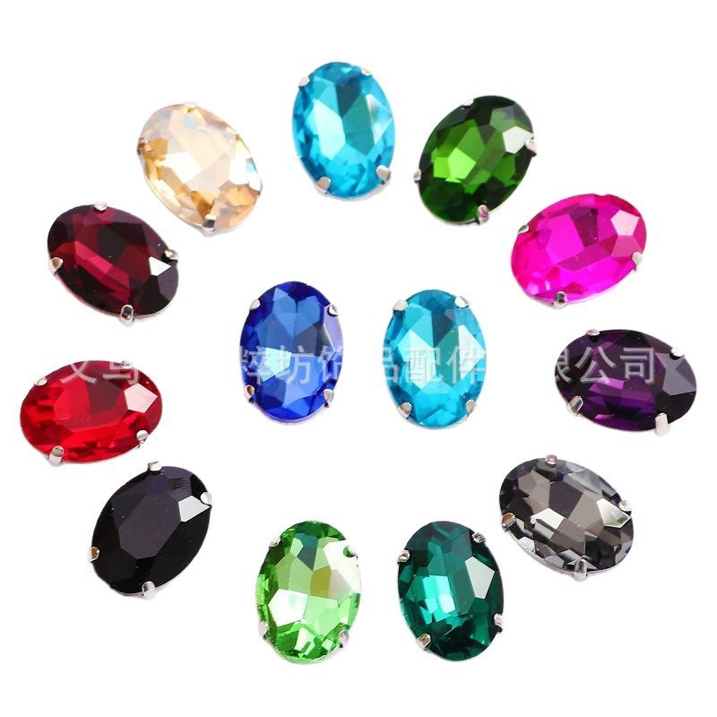 Oval crystal claw drill egg-shaped glass crystal hand-sewn drill DIY clothing wedding dress hair accessories handmade material accessories