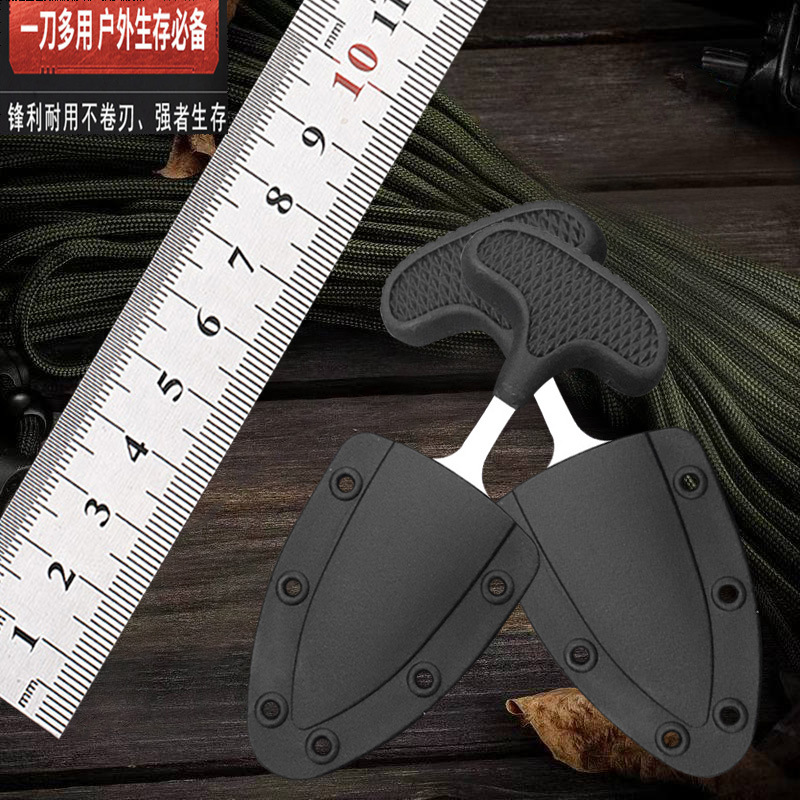 Outdoor Multifunctional Stainless Steel Plastic Handle Serrated Small Straight Knife Portable Camping Mini Express Knife