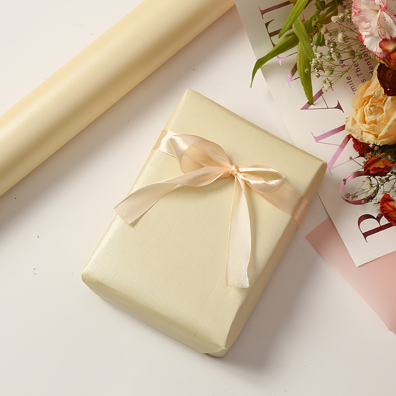 Cross-Border Wrapping Paper Roll-Mini Roll-Pearlescent Beige Wrapping Paper Roll-Suitable for Gift Wrapping and DIY Crafts