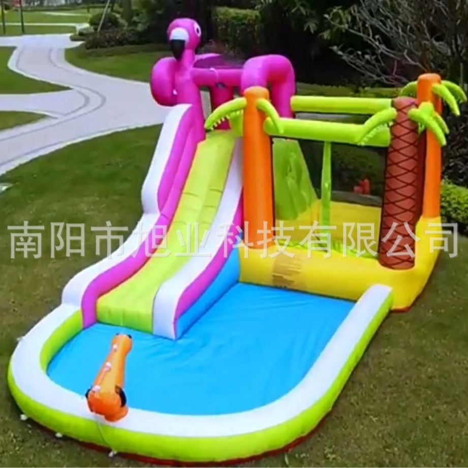 Надувная водяная горка в виде фламинго для детей, надувной замок, батут для малышей