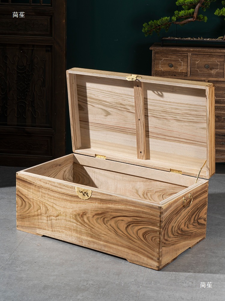 Large Solid Camphor Wood Storage Box for Wedding, Calligraphy, and Painting, Dowry, and Wedding Clothing with Lock