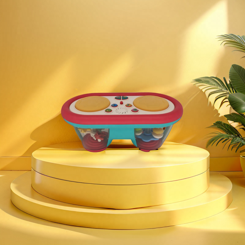 Детский двойной барабан с музыкой для раннего обучения, образовательная игрушка, проекция океана, барабан для младенцев