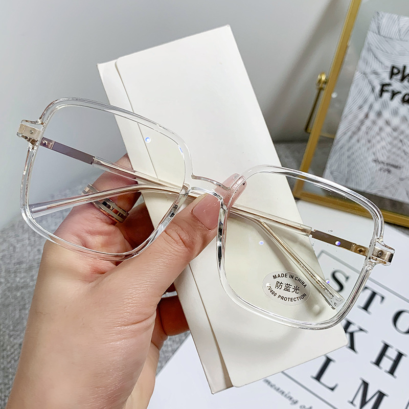 New Frosted Coffee Frame Tr90 Anti-Blue Light Glasses Xiaohongshu Same Style Plain Myopia Flat Glasses 30051