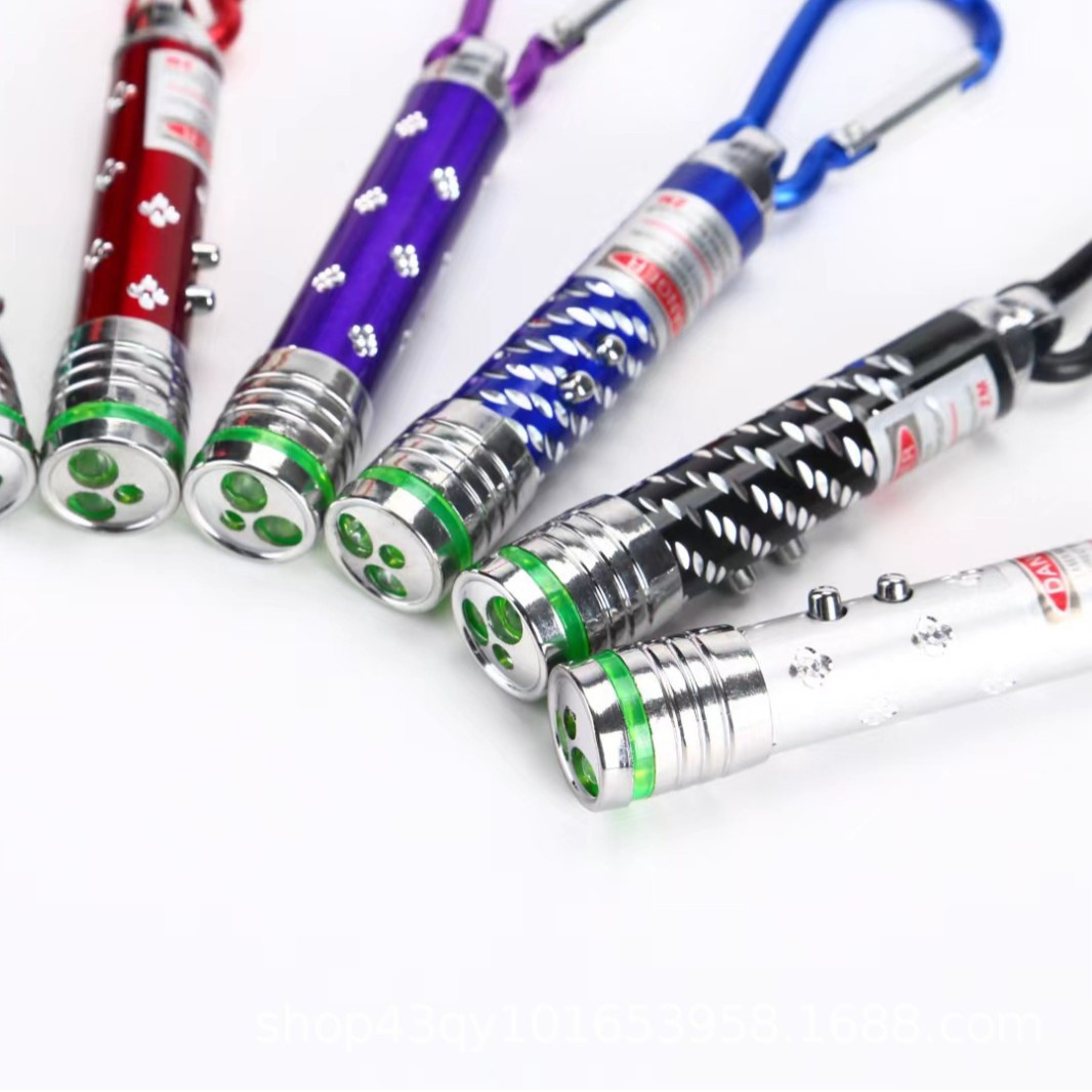 Engraved Abs Plastic Electroplated Head Three-In-One Laser Light Flash Small Flashlight Laser Pointer High Power