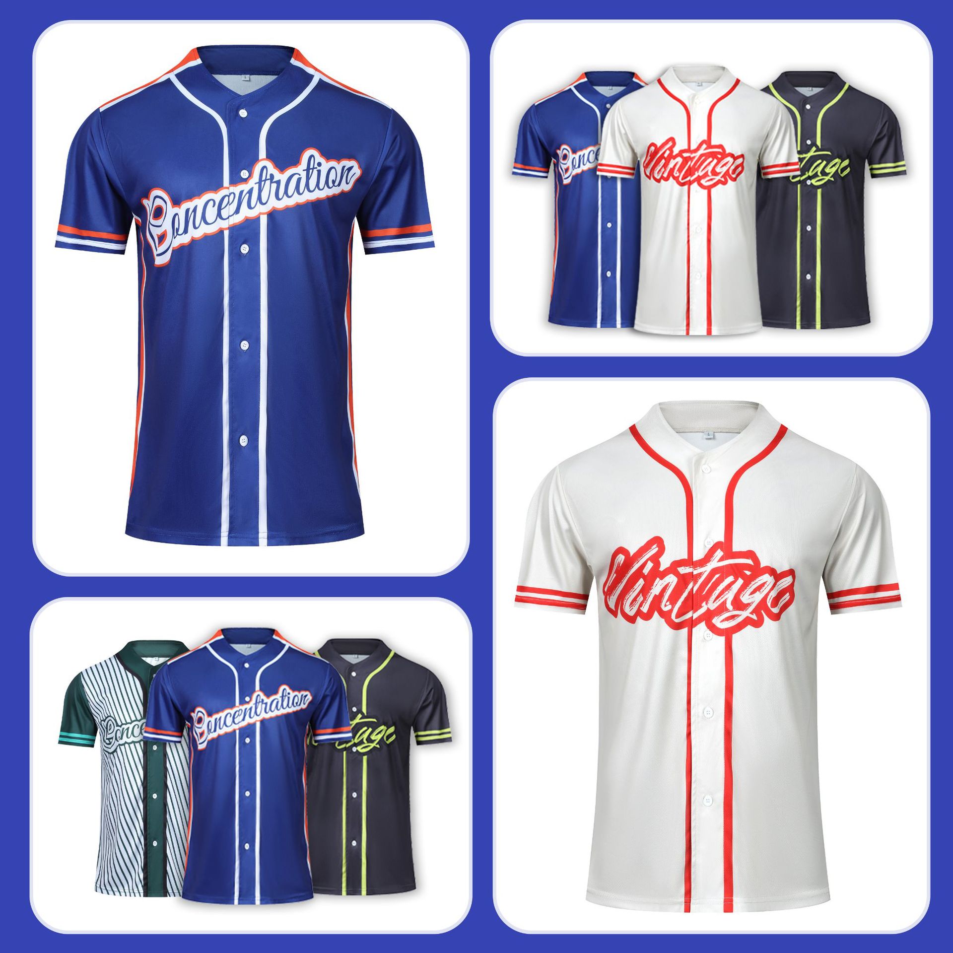 Short-Sleeved Baseball Uniform Shirt with Custom Logo Men's Sports Suit Softball Uniform with Custom Embroider Digital Printed Polyester Cardigan