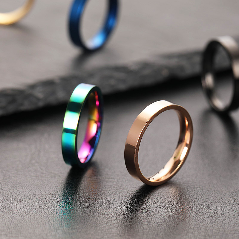 Cross-border hot-selling ring women's non-fading niche design 4mm bright plain ring stainless steel jewelry couple ring