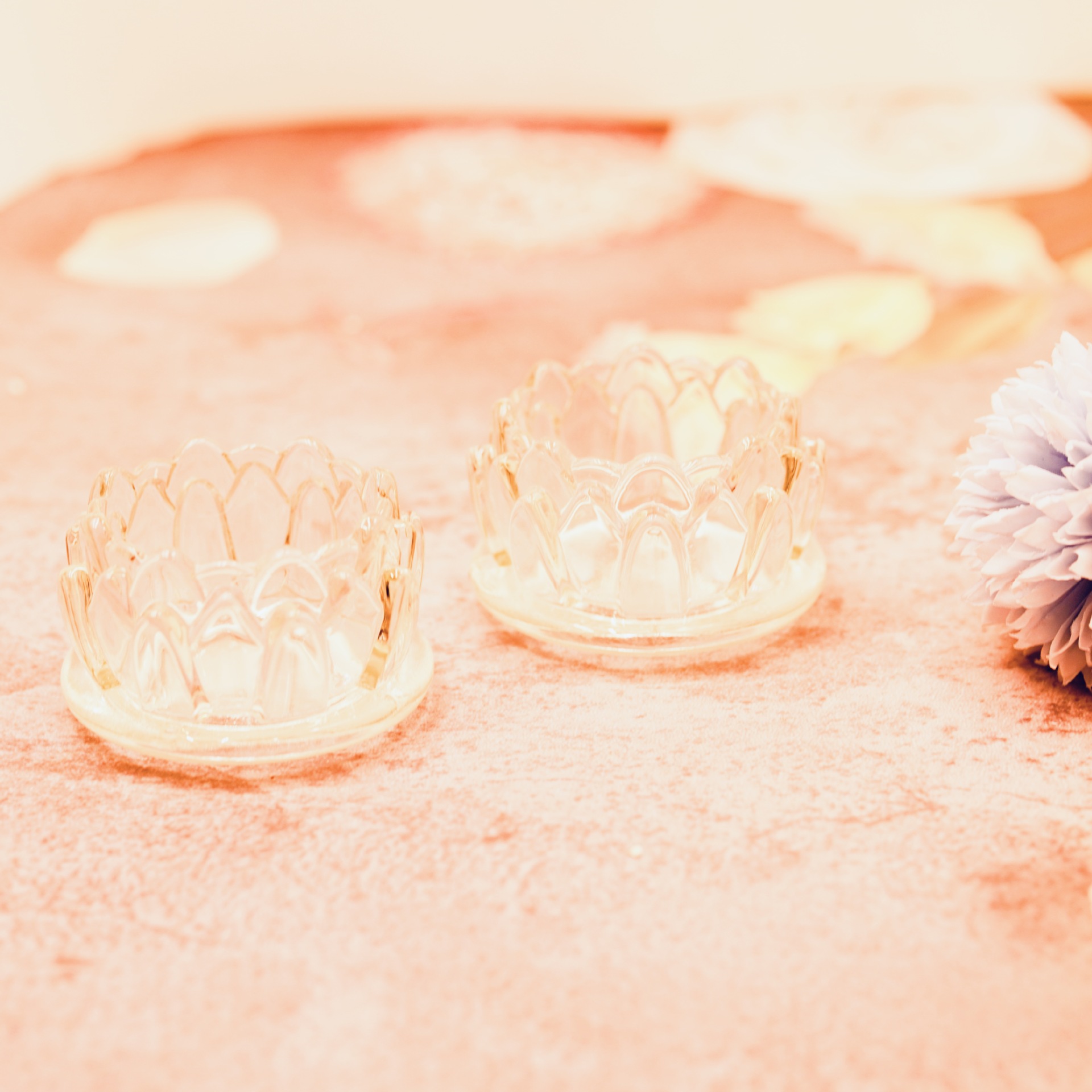 Manufacturer Wholesale Flat Lotus Lamp for Buddha Candle Holder Glass Cup Lamp Holder Candle Holder Everlasting Lamp for Buddha Lamp Butter Lamp