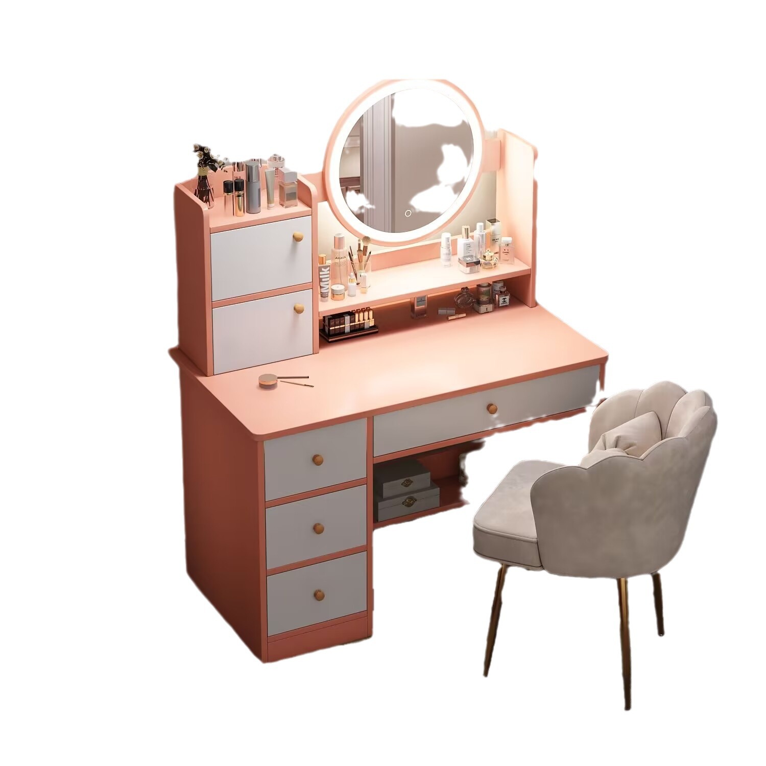 Dressing Table Small Bedroom Simple Modern Dressing Table Storage Cabinet Integrated Mini Makeup Table for Small Apartment