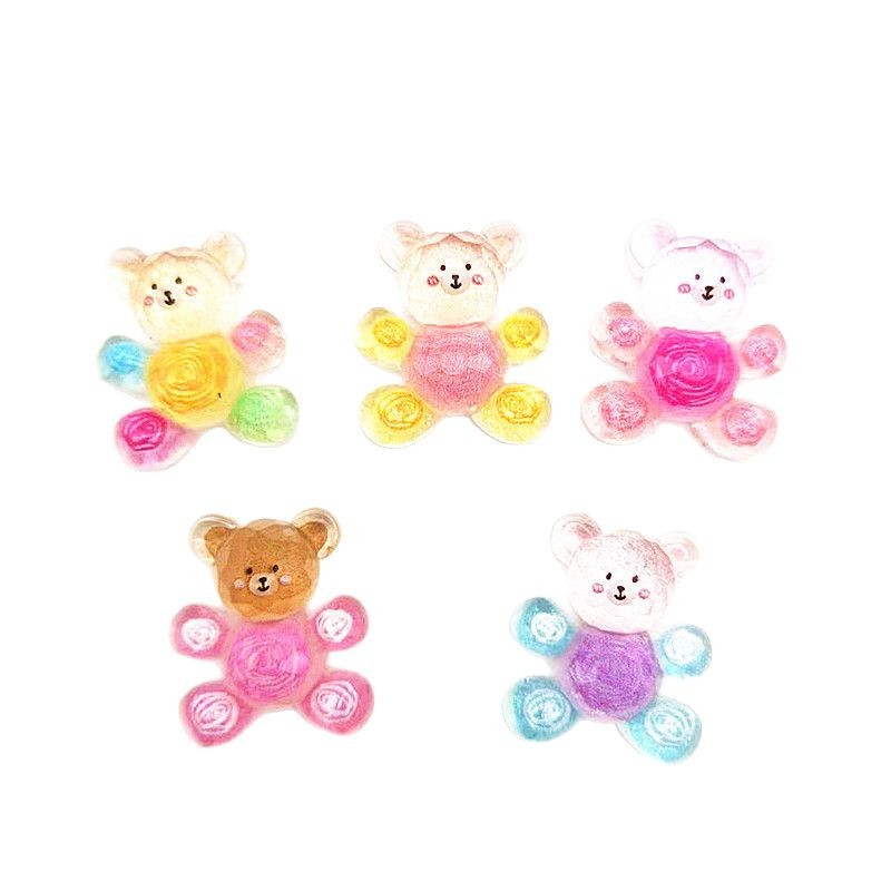 Highly Transparent Pearlescent Faceted Cartoon Graffiti Bear Resin Accessories DIY Mobile Phone Case Shoe Buckle Hair Accessories Accessories