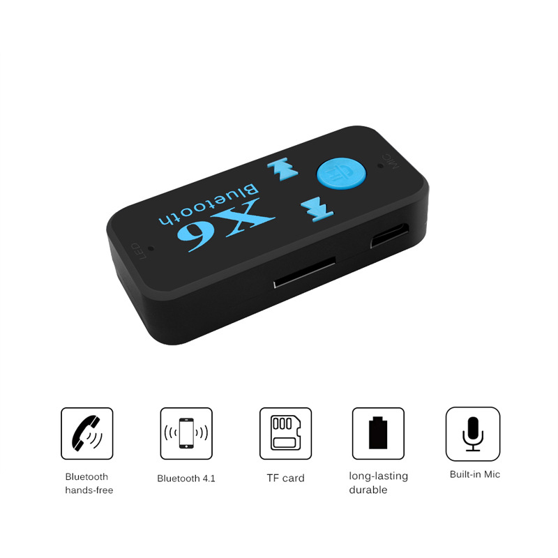 BTX6 car bluetooth adapter AUX audio speaker car receiver with TF card 3.5MM bluetooth receiver